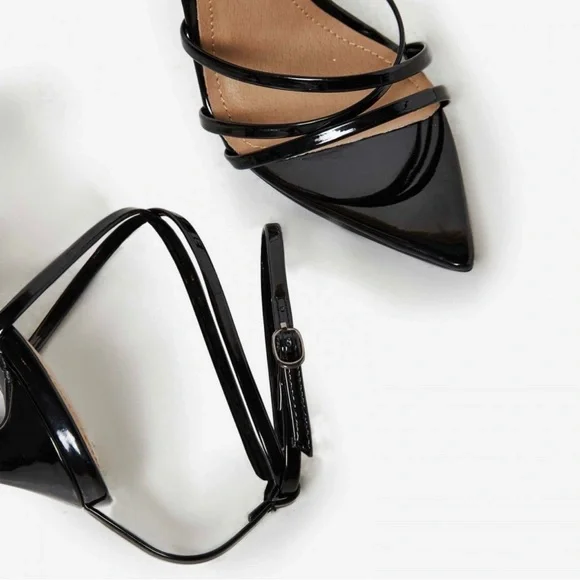 EGO “Kaia” Pointed Barely There Heel in Black Patent - Picture 3 of 10